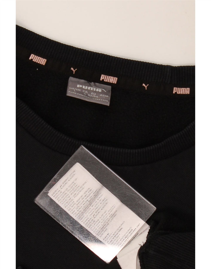 Puma Mens Graphic Moletom Jumper Grande Algodão Preto