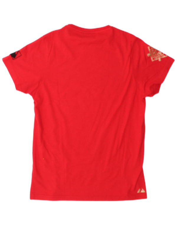 Adidas Mens New York Yankees Camiseta gráfica Top Médio Algodão Vermelho
