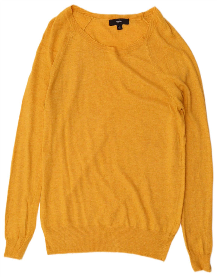 Suéter feminino MOSSIMO com gola canoa Reino Unido 16 grande nylon amarelo