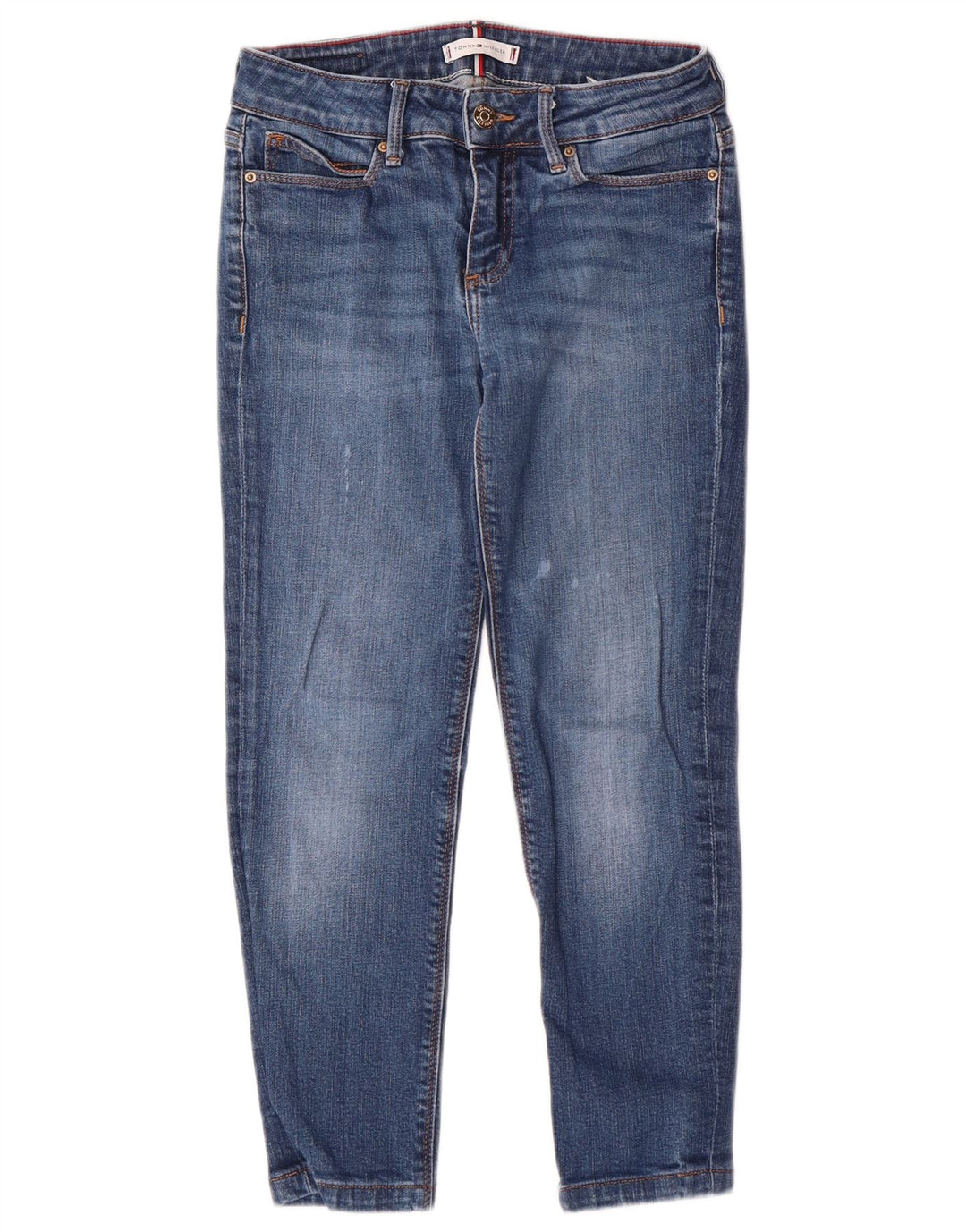 TOMMY HILFIGER Meninas Jeans Skinny 7-8 Anos W24 L23 Azul Algodão