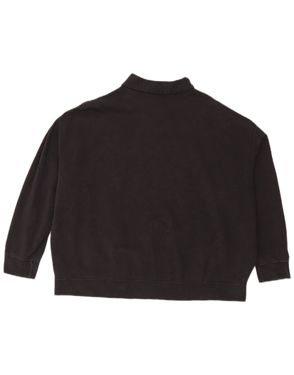Nike Womens Oversized Zip Neck Sweatshirt Jumper UK 16 Large Black Cotton