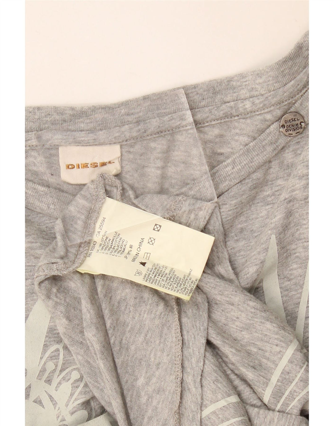 Camiseta feminina Diesel Oversized com estampa gráfica UK 14 algodão cinza médio