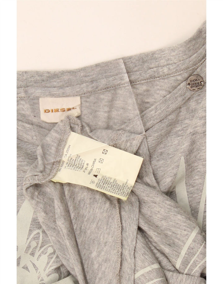 Camiseta feminina Diesel Oversized com estampa gráfica UK 14 algodão cinza médio