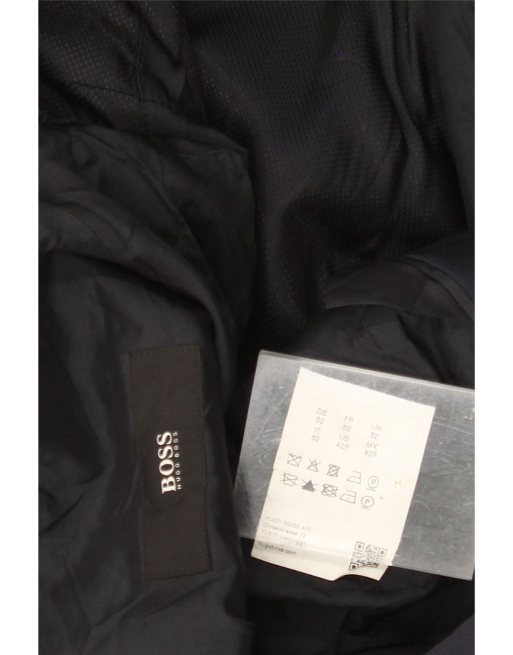 Jaqueta blazer masculina de 2 botões HUGO BOSS EU 52 XL lã azul marinho