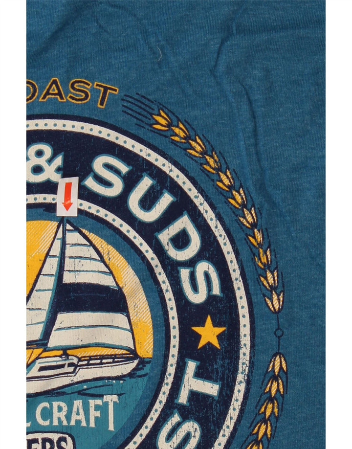 Camiseta masculina Izod com estampa de água salgada, top grande de algodão azul