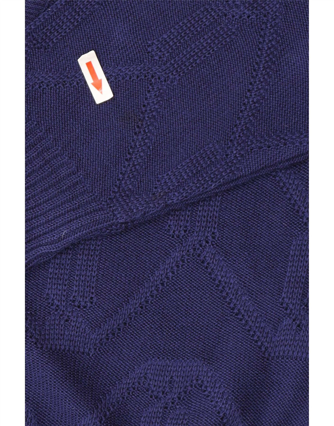 Suéter cardigã feminino vintage UE 38/40 azul médio Chevron poliacrílico