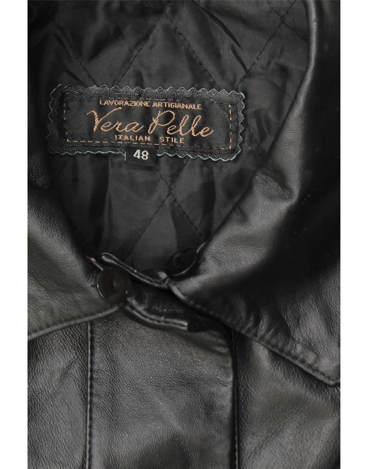 Casaco de couro feminino vintage IT 48 XL couro preto
