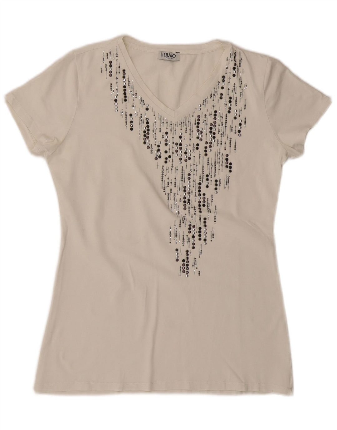 Camiseta feminina LIU JO Milano UK 12 médio branco