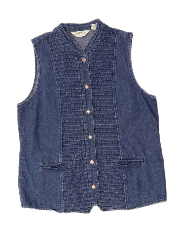 ORVIS Womens Sleeveless Denim Shirt US 14 XL Blue Cotton Vintage Orvis and Second-Hand Orvis from Messina Hembry 