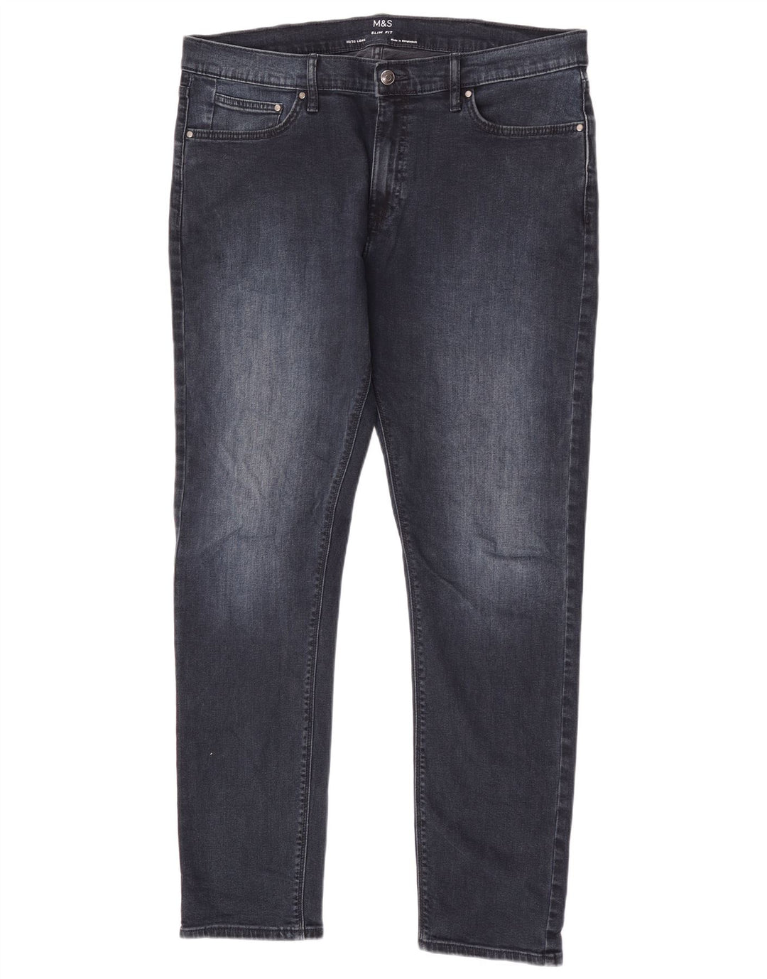 Marks & Spencer Mens Slim Jeans W36 L33 Azul Marinho Algodão