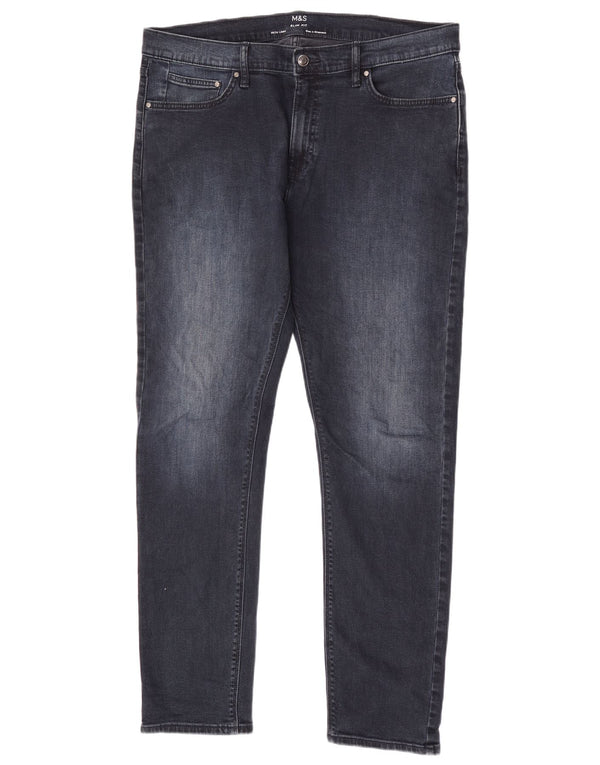 Marks & Spencer Mens Slim Jeans W36 L33 Azul Marinho Algodão