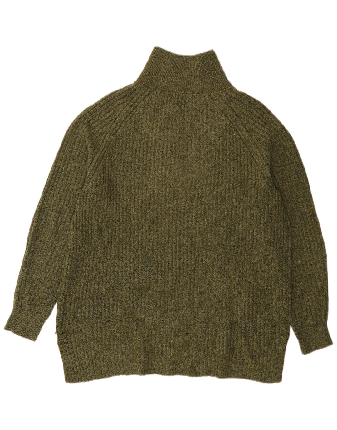 Suéter masculino Marks & Spencer com zíper e gola grande acrílico verde