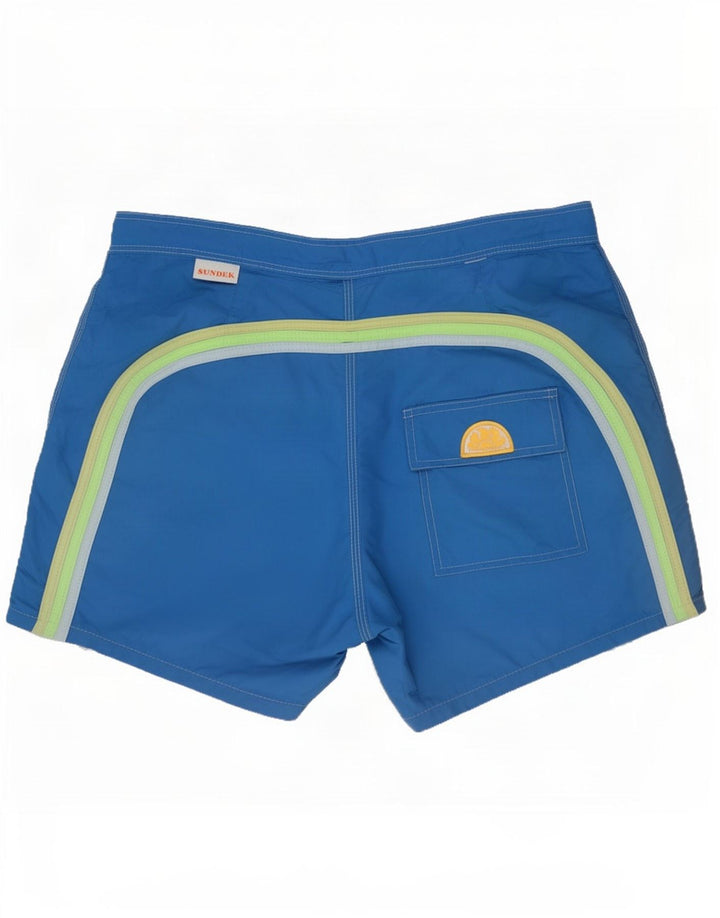 Sundek masculino regular shorts de natação grande azul colorblock nylon