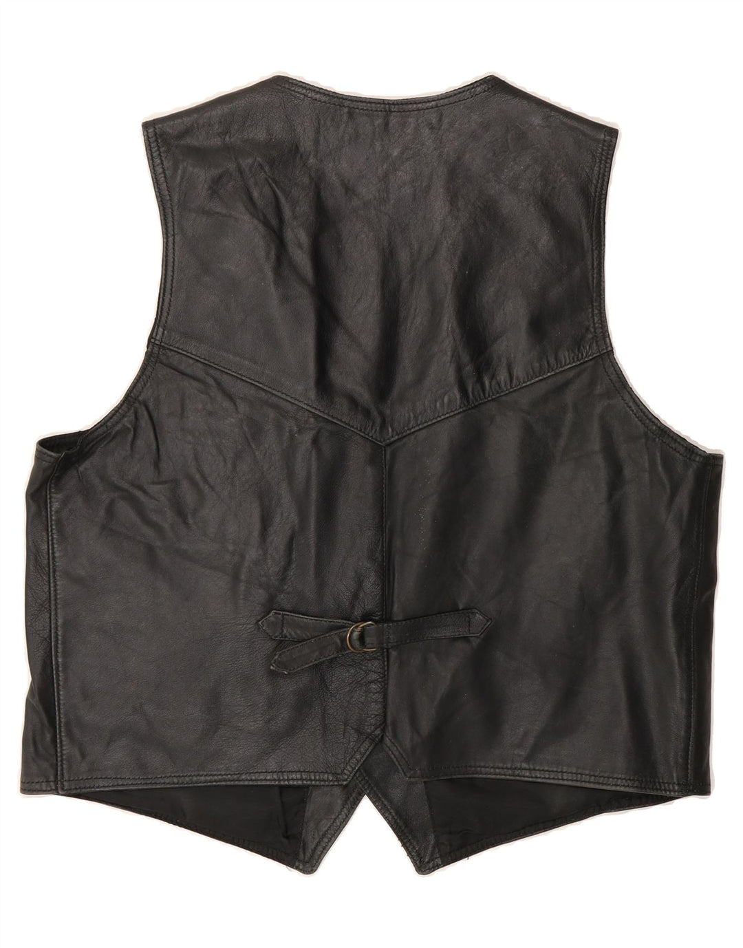 VINTAGE Mens Leather Waistcoat 2XL Black Leather Vintage Vintage and Second-Hand Vintage from Messina Hembry 