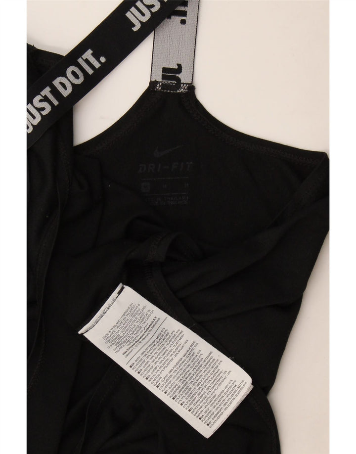 Nike Womens Dri Fit Graphic Vest Top UK 12 Médio Preto Poliéster