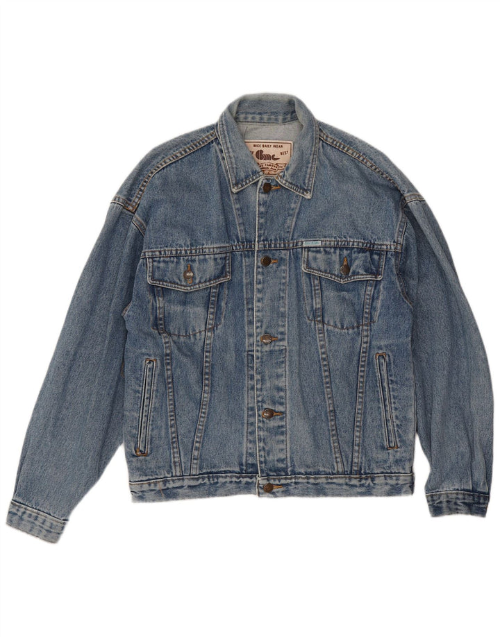 Jaqueta jeans masculina vintage UK 38 algodão azul médio