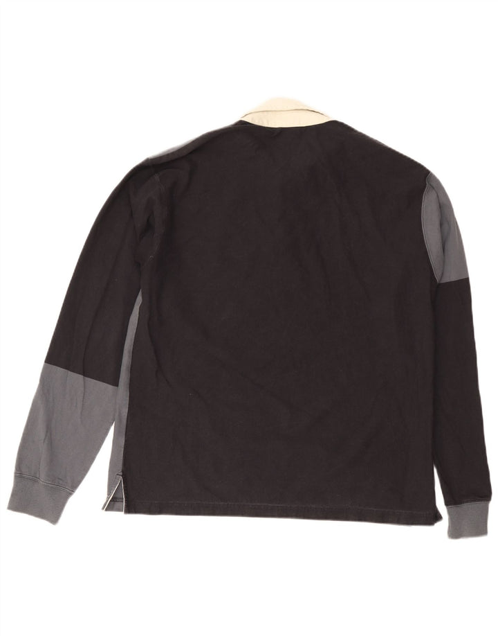 Camisa polo masculina de rugby de manga comprida Champion cinza médio bloco colorido