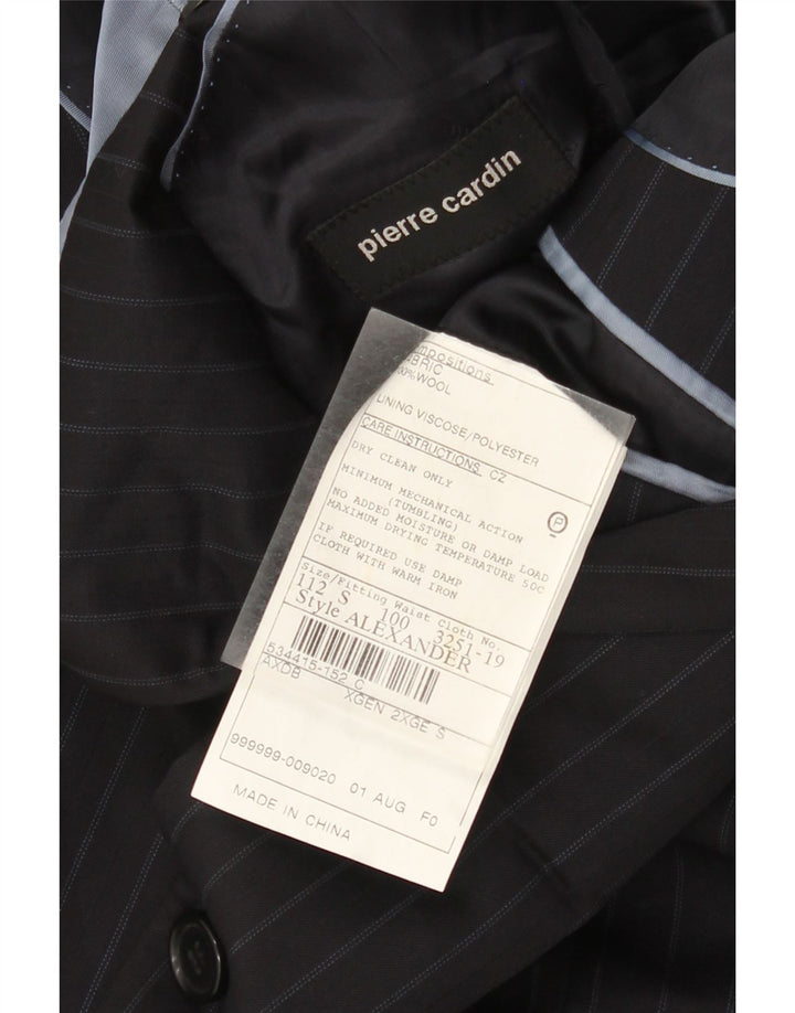 Jaqueta blazer masculina Pierre Cardin com 2 botões Reino Unido 44 2XL risca de giz azul marinho