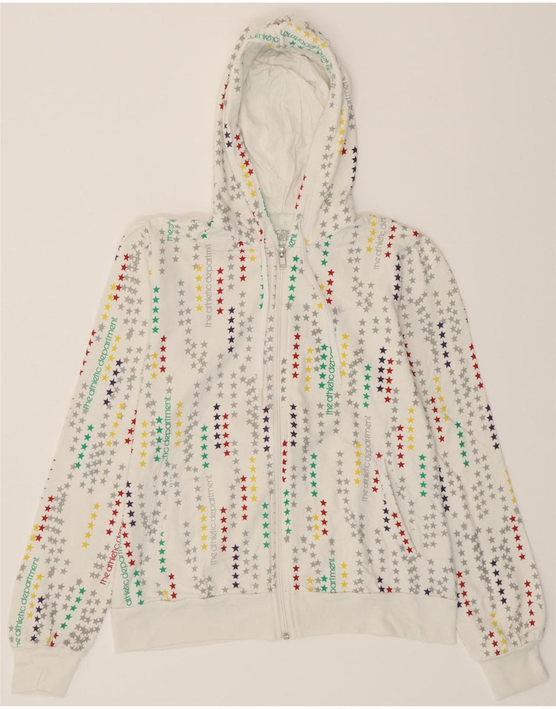 NIKE Womens Graphic Zip Hoodie Sweater UK 12/14 Medium White Cotton Vintage Nike and Second-Hand Nike from Messina Hembry 