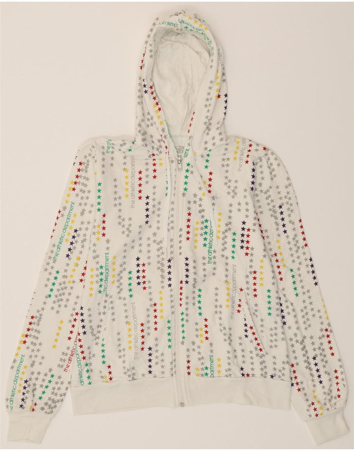 NIKE Womens Graphic Zip Hoodie Sweater UK 12/14 Medium White Cotton Vintage Nike and Second-Hand Nike from Messina Hembry 