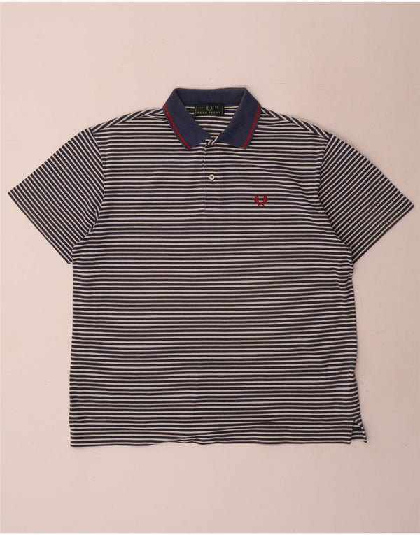 Camisa polo masculina Fred Perry XL azul marinho listrado algodão