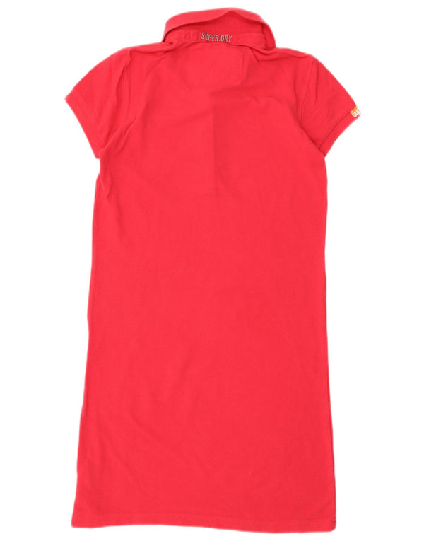 Vestido polo feminino Superdry UK 8 pequeno algodão rosa