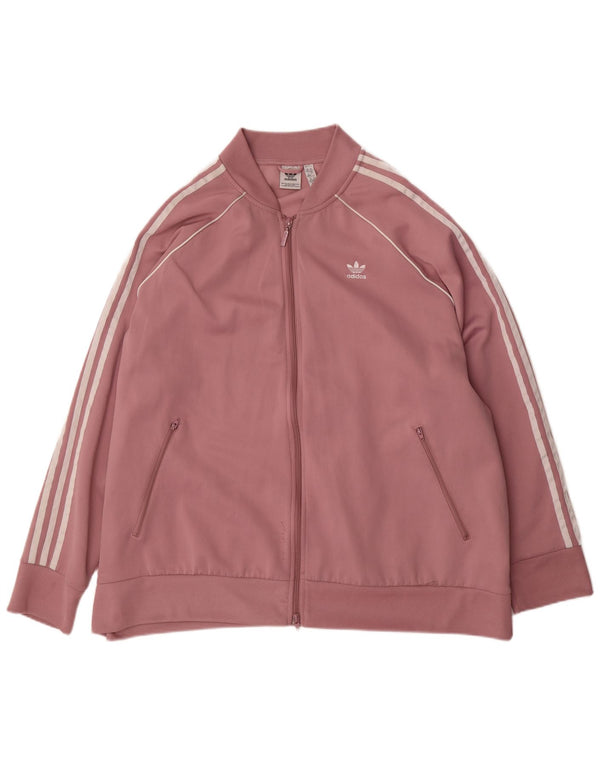 ADIDAS Womens Oversized Tracksuit Top Jacket UK 32/34 4XL Rosa Algodão