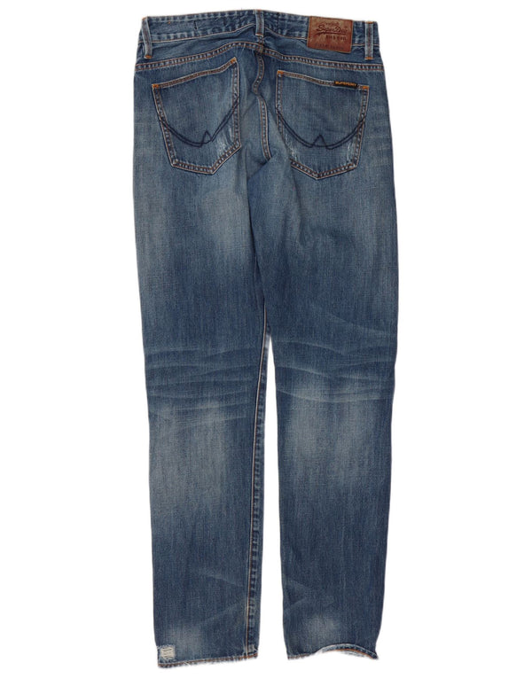Superdry Mens Distressed Loose Fit Tapered Jeans W32 L32 Azul Algodão