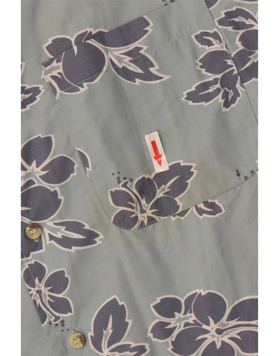 Camisa masculina vintage de manga curta algodão floral azul médio