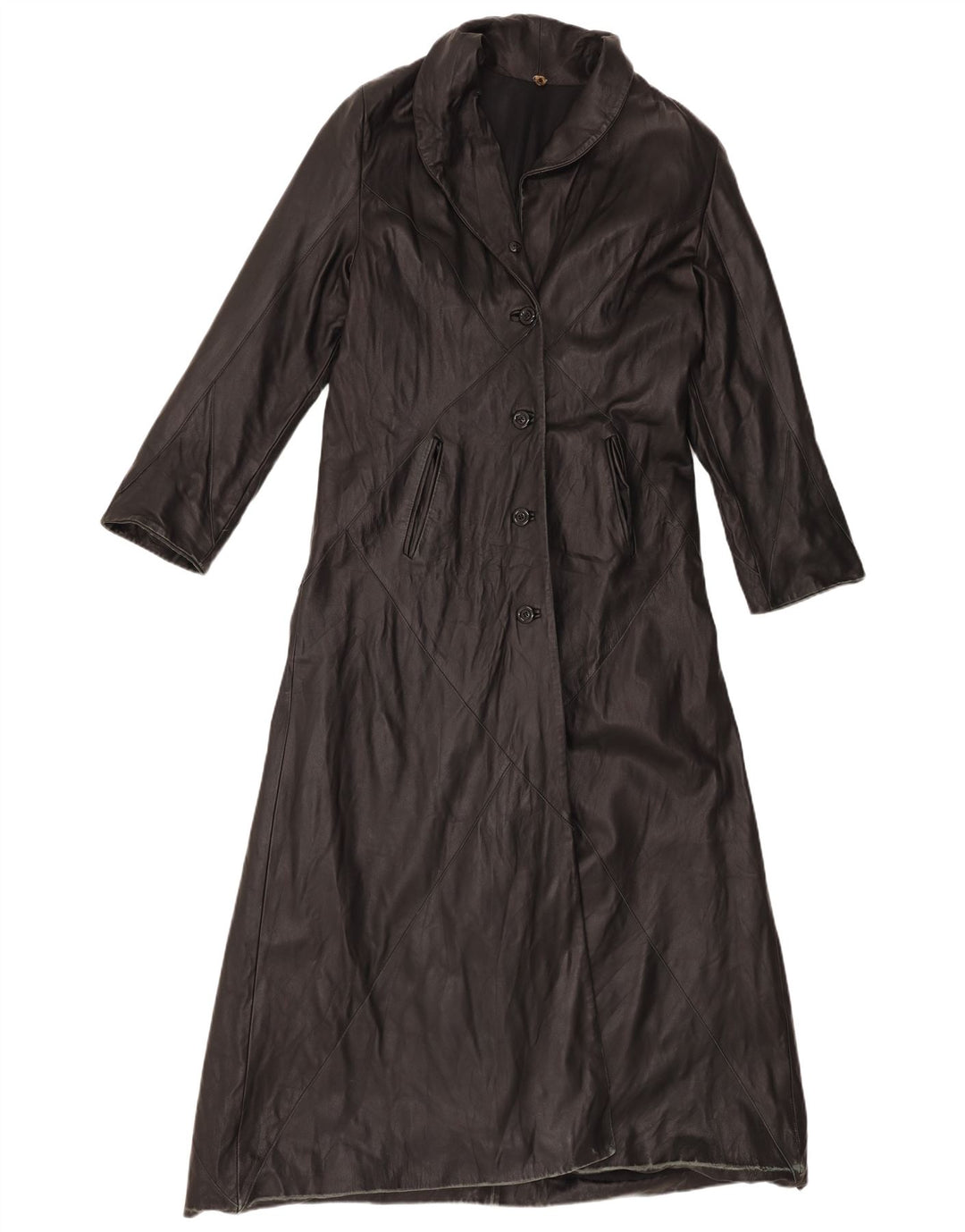 Casaco de couro feminino vintage IT 46 grande couro preto