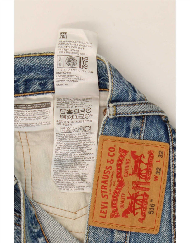 Levi's Masculino 516 Slim Straight Jeans W32 L26 Azul Algodão