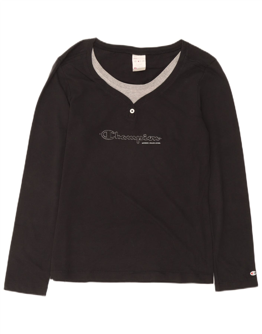 CHAMPION Top feminino Heritage Classics gráfico manga comprida UK 18 XL preto