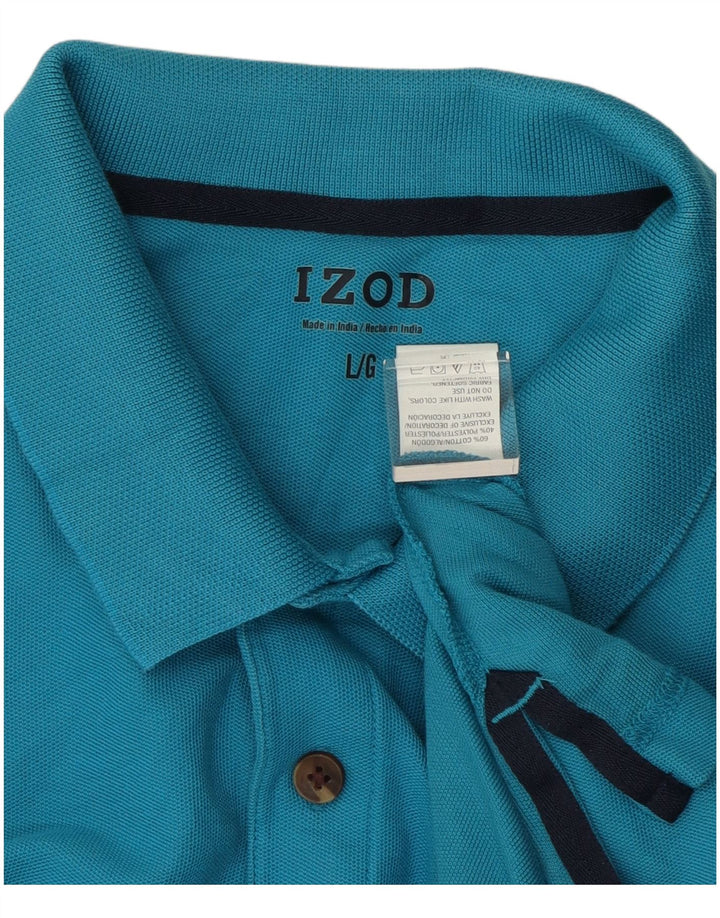 Camisa polo masculina IZOD grande algodão azul