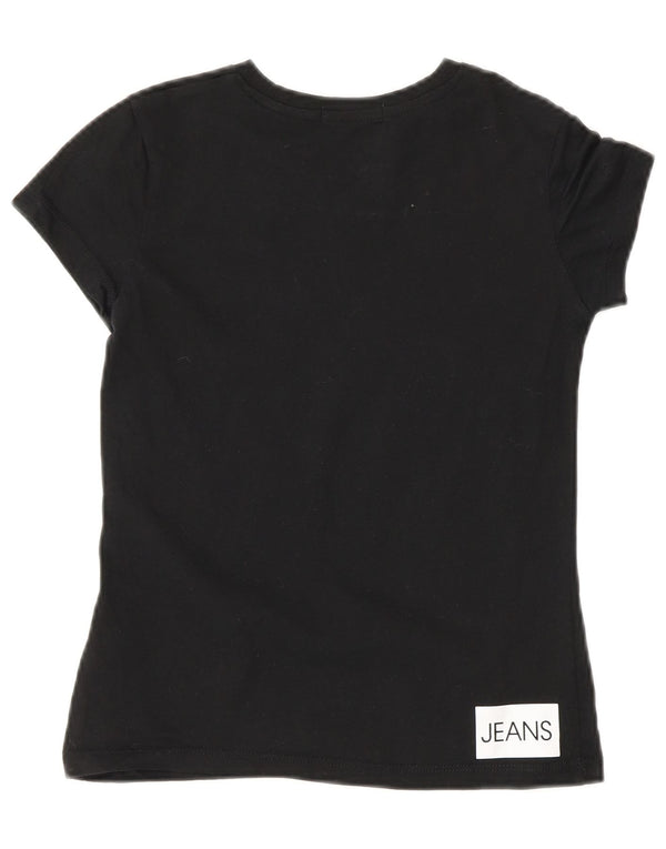 Calvin Klein Jeans Camiseta feminina estampada 9-10 anos algodão preto