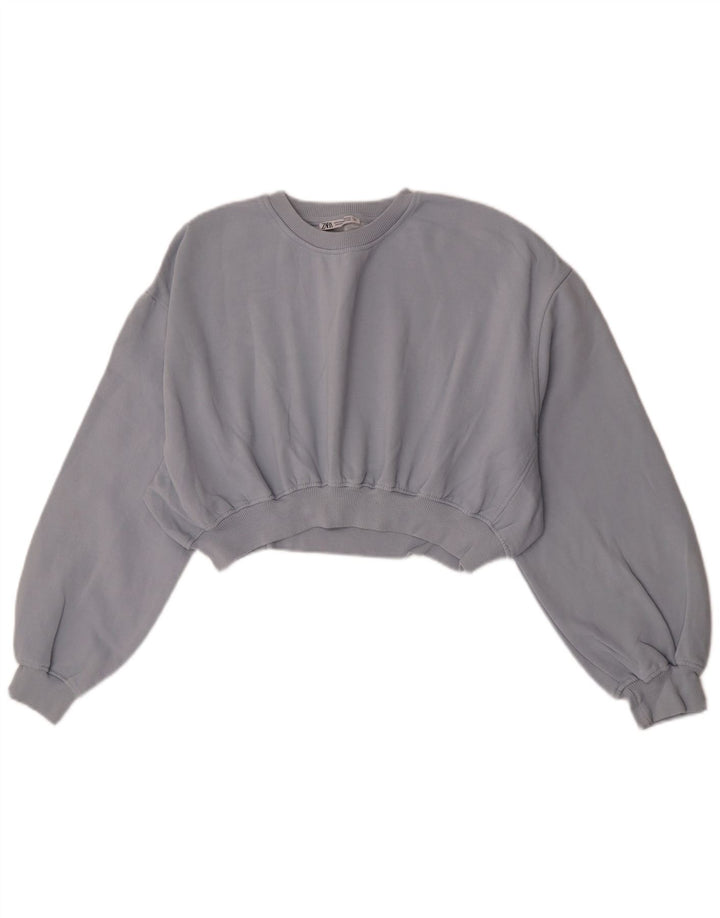 Moletom Zara feminino cropped UK 14 algodão cinza médio