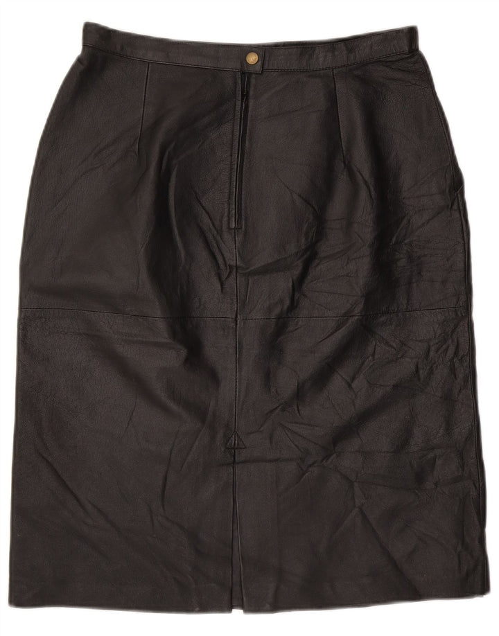 Saia de couro feminina vintage Reino Unido 16 grande W30 couro preto