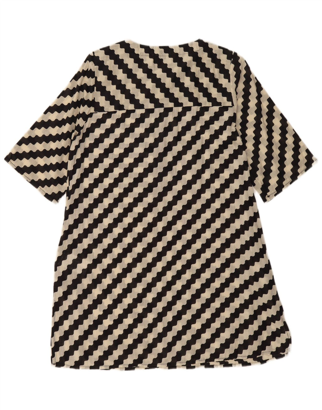 Vestido feminino COMPANIA FANTASTICA em linha A UK 14 algodão listrado preto médio