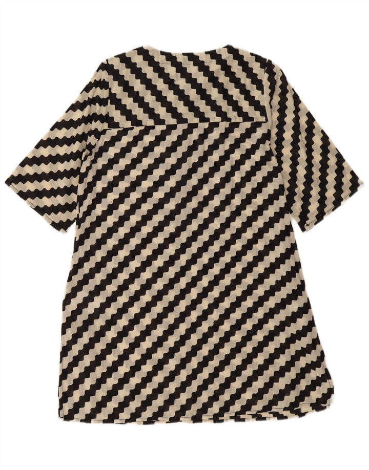 Vestido feminino COMPANIA FANTASTICA em linha A UK 14 algodão listrado preto médio