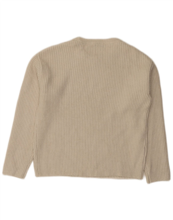 Suéter masculino Marks & Spencer com gola redonda, pequeno poliéster branco