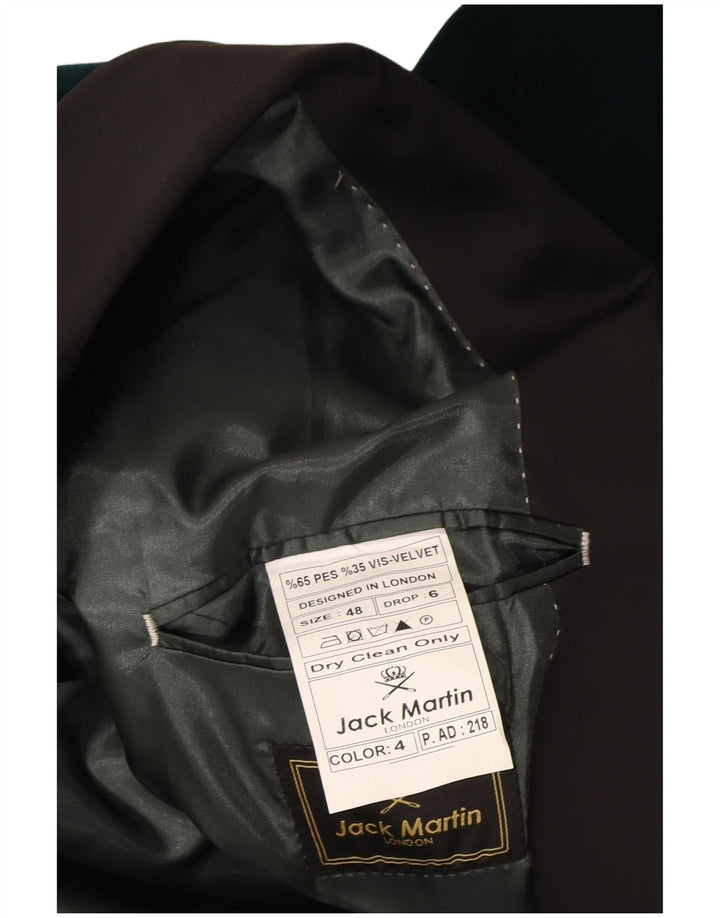 Jaqueta blazer masculina de veludo com 1 botão Jack Martin IT 48 poliéster verde médio