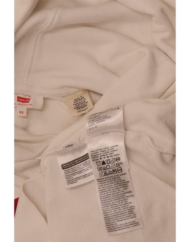 Suéter feminino com capuz gráfico oversized LEVI'S Reino Unido 6 XS algodão branco