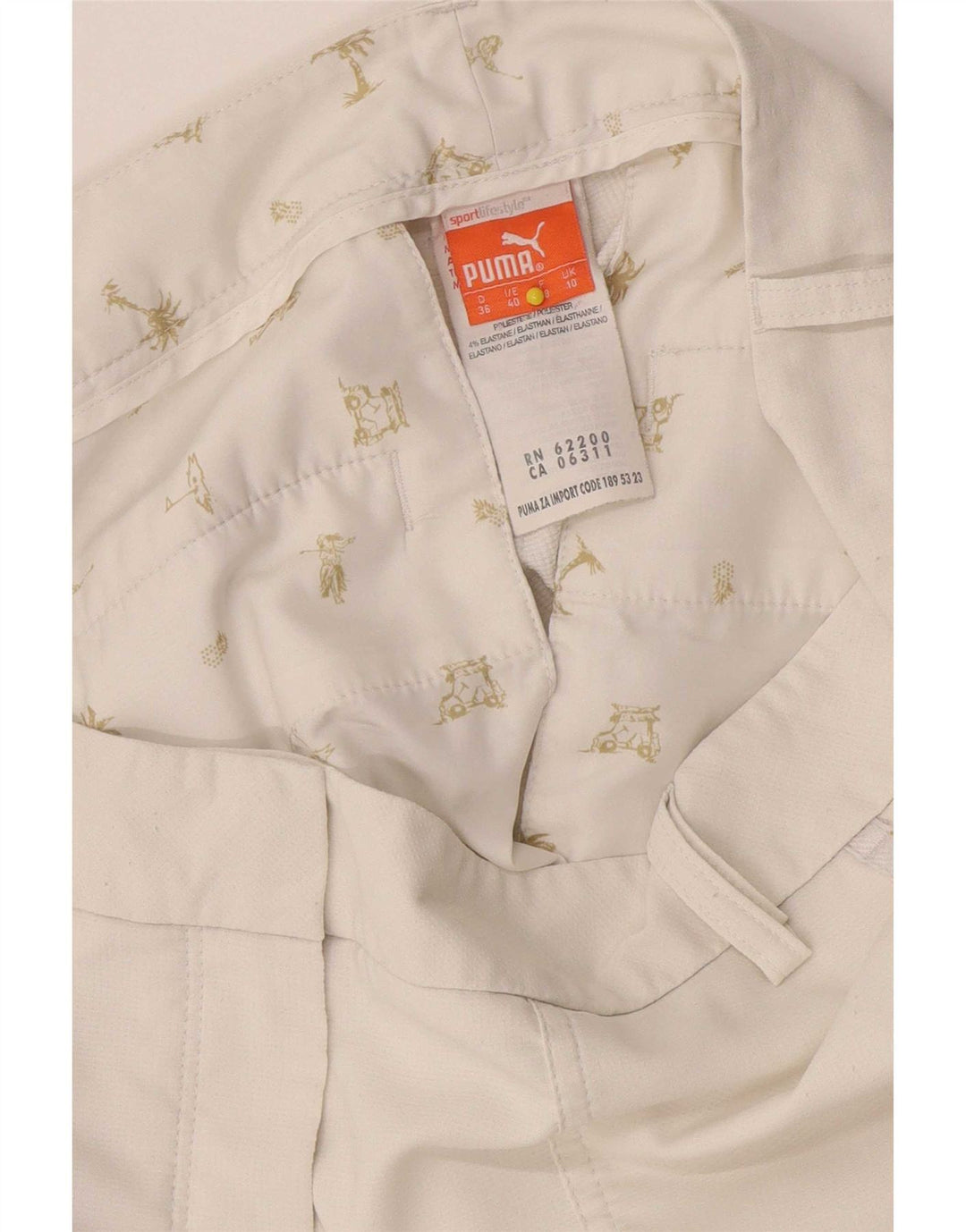 Calça feminina Puma Slim Chino UK 10 pequena W32 L28 poliéster branco