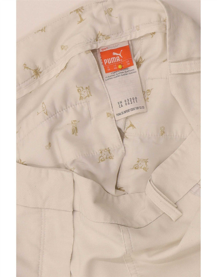 Calça feminina Puma Slim Chino UK 10 pequena W32 L28 poliéster branco