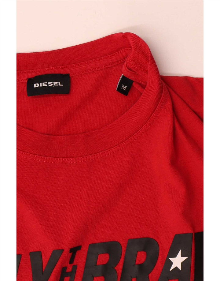 Diesel Camiseta masculina gráfica Top médio algodão vermelho