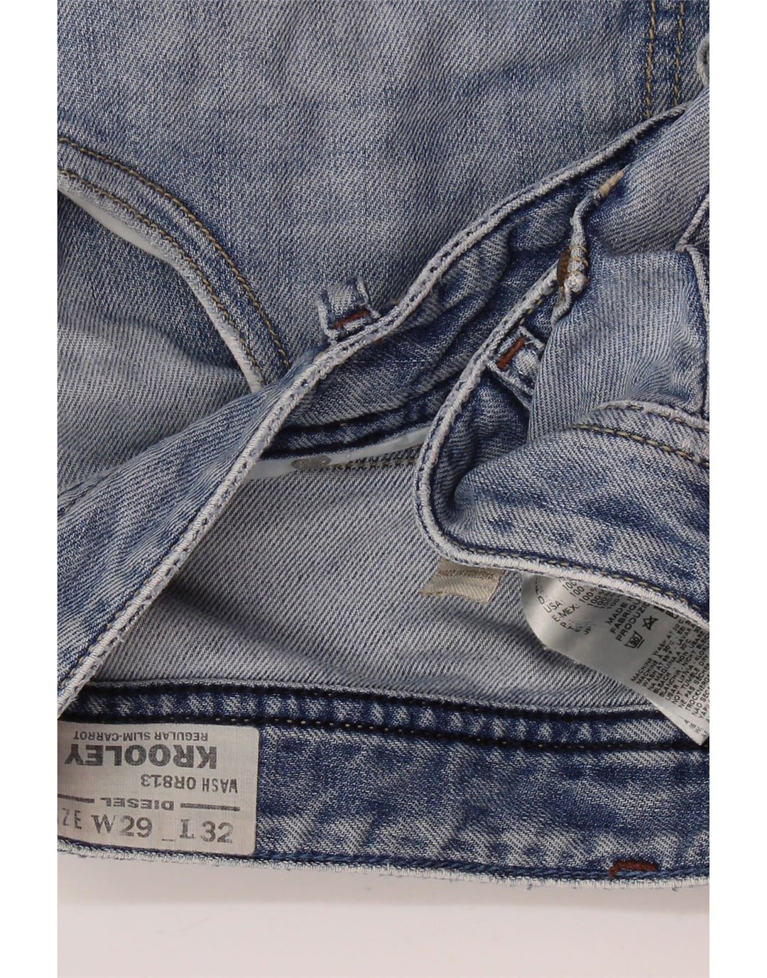 DIESEL Masculino Krooley Regular Carrot Slim Jeans W29 L32 Azul Algodão