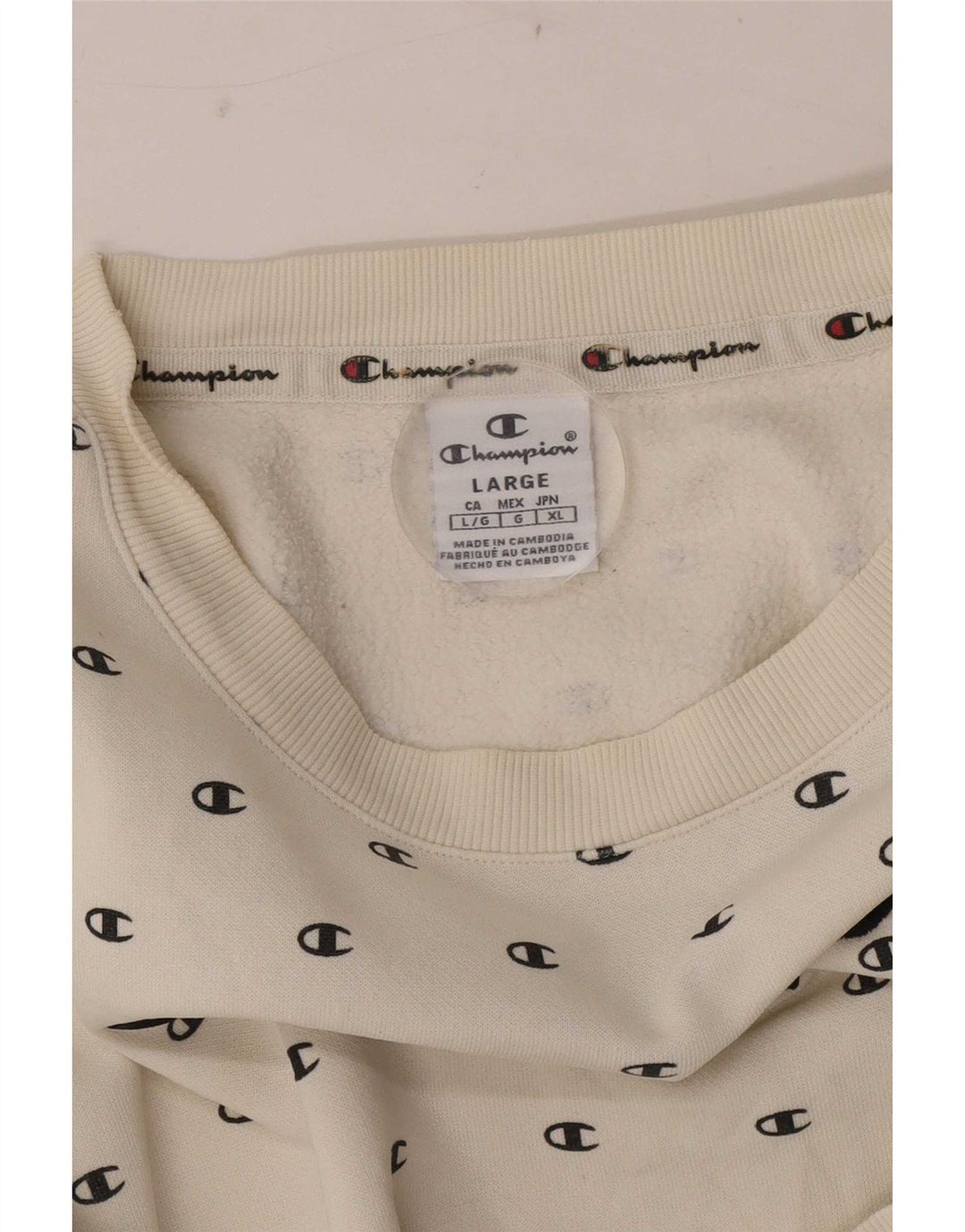 Jumper de moletom gráfico Champion Boys 11-12 anos grande branco manchado