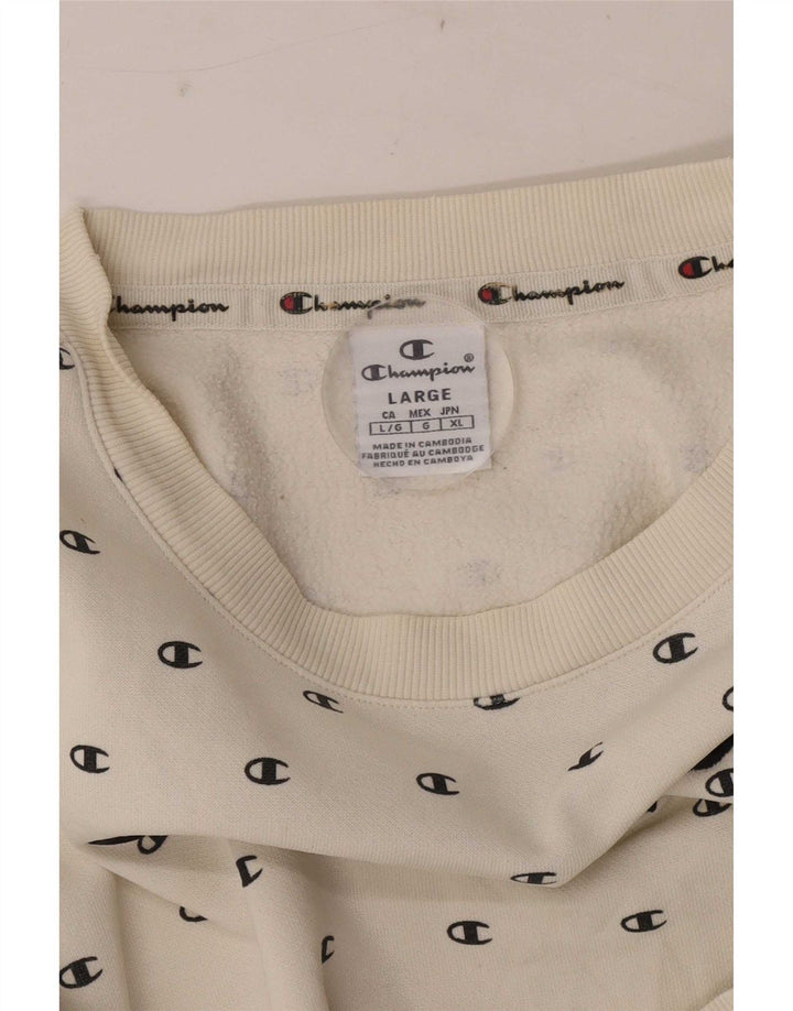 Jumper de moletom gráfico Champion Boys 11-12 anos grande branco manchado