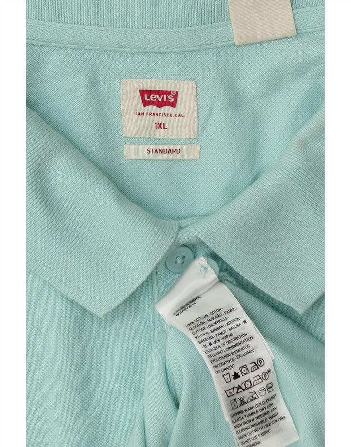 Camisa polo masculina padrão Levi's XL azul algodão