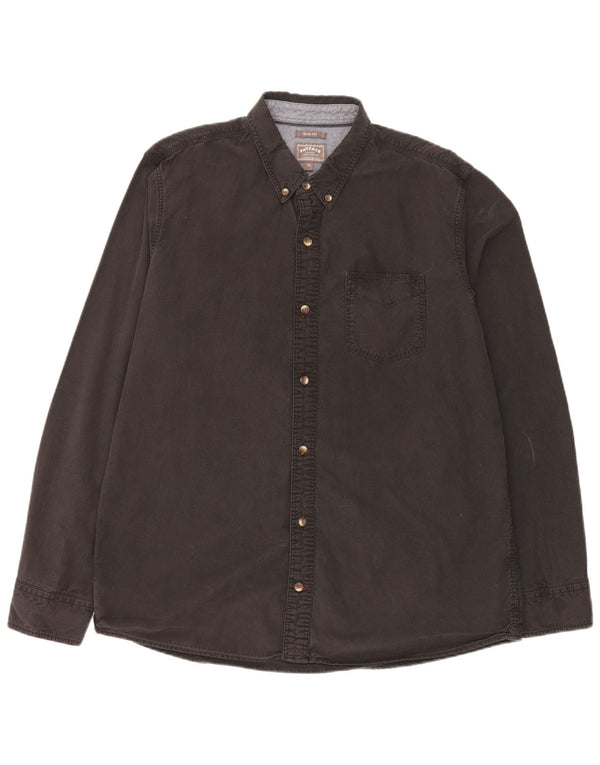 Camisa Slim Fit Masculina Fat Face XL Algodão Preto