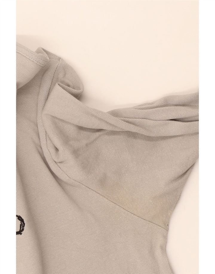 Camisa polo masculina de manga comprida Fred Perry cinza médio algodão clássico